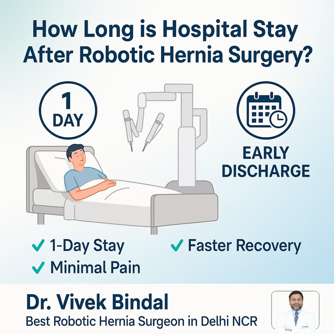 drvivekbindal's tweet image. How Long is the Hospital Stay After Robotic Hernia Surgery?
With @drvivekbindal , Delhi NCR’s leading Robotic Hernia Surgeon, patients get world-class care with the latest Da Vinci Robotic System.
#RoboticSurgery #ETEP #herniarepair #Hernia #delhincr #MaxHealthcare