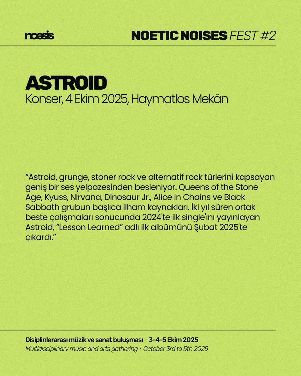 Astroid, grunge, stoner rock ve alternatif rock türlerini kapsayan geniş bir ses yelpazesinden besleniyor. Queens of the Stone Age, Kyuss, Nirvana, Dinosaur Jr., Alice in Chains ve Black Sabbath grubun başlıca ilham kaynakları.
