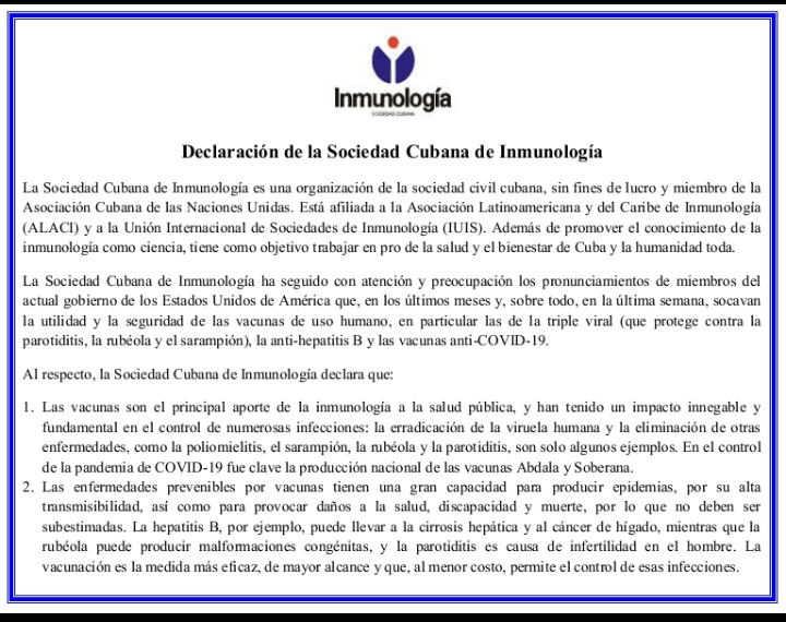 Cuban Society for Immunology tweet media