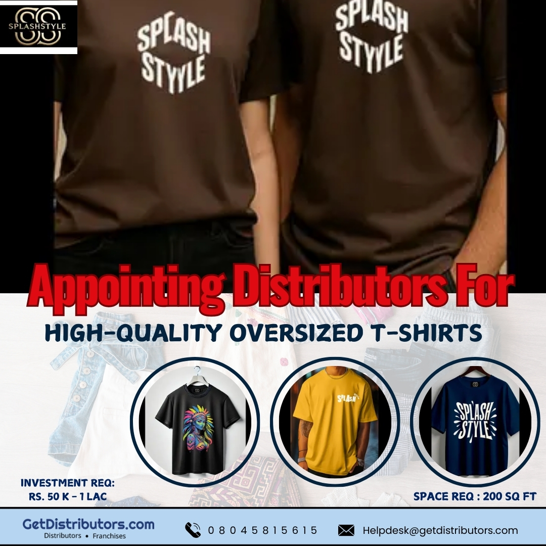 getdistributors's tweet image. Appointing Distributors for high-quality oversized T-shirts
Brand 👉 #SPLASHSTYLE
Details 👉  getdistributors.com/tiny/E54ewZjJSC
★Investment Needed : ₹ 50 k - 1 Lac
★High profit margin
✓Hurry to take #Distributorship !
Share your contact details.
#Splashstyle #Tshirt #Shirt #Dealers