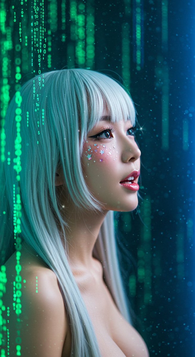 takamaru_jump's tweet image. QT Neon Code 💚💫

Thank you for the cool prompt 
#CodeGirl #AIart
