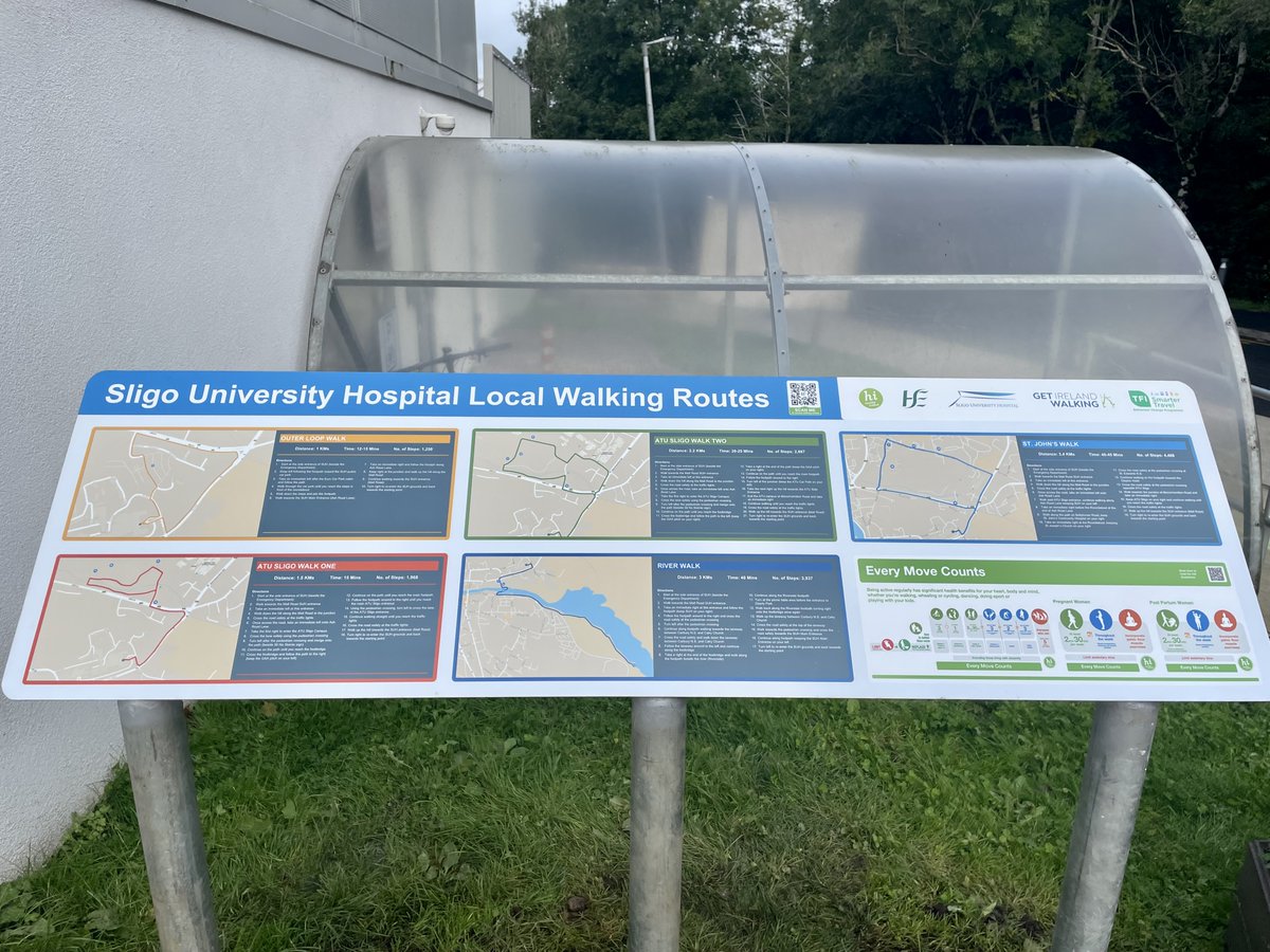 🌿 Sligo University Hospital has launched a new outdoor walking route display to mark #WorkplaceWalkingDay!
With 5 scenic routes (1–3.5km), QR codes for easy access &amp; support from Healthy Ireland 
we're making every move count! 💚
#HealthyWorkplace #Walktober