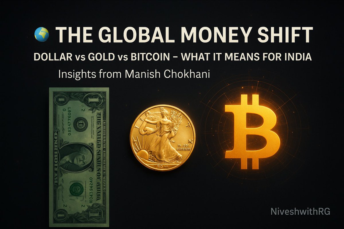 🧵 𝐇𝐨𝐰 𝐭𝐡𝐞 𝐖𝐨𝐫𝐥𝐝’𝐬 𝐌𝐨𝐧𝐞𝐲 𝐢𝐬 𝐂𝐡𝐚𝐧𝐠𝐢𝐧𝐠 🌍💰

(Insights from 𝐌𝐚𝐧𝐢𝐬𝐡 𝐂𝐡𝐨𝐤𝐡𝐚𝐧𝐢)

𝐓𝐡𝐞 𝐒𝐡𝐨𝐜𝐤𝐢𝐧𝐠 𝐅𝐚𝐜𝐭:
👉 60% of all US dollars in circulation were printed in the last 5 years.

If India had done the same, ₹ would be 500/$ instead