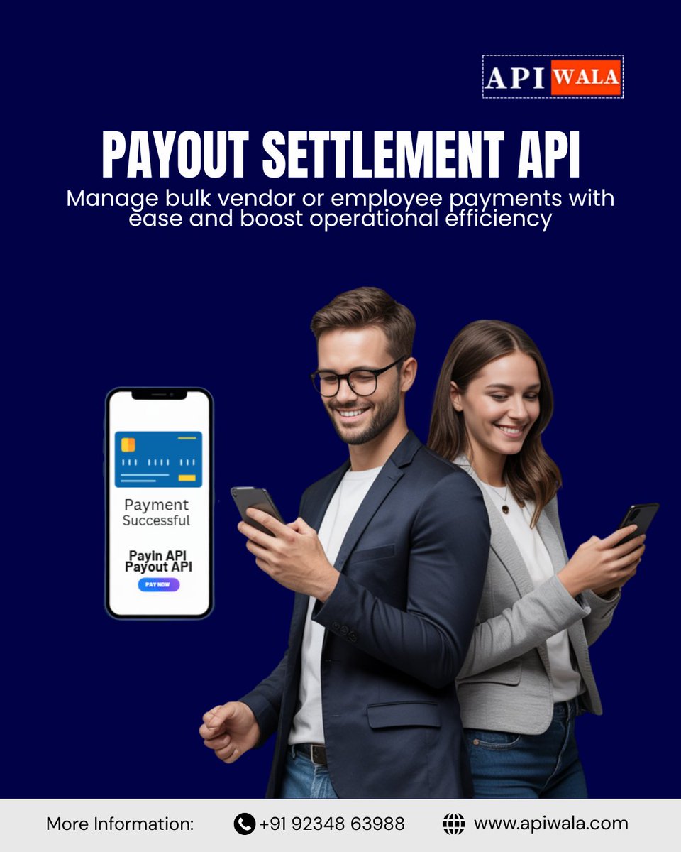 apiwala's tweet image. Automate and simplify your payout process with our secure Payout Settlement API. Manage bulk vendor or employee payments with ease and boost operational efficiency!
👉 Explore now: apiwala.com
#Apiwala #PayinAPI #PayoutAPI #SmartPayments #Fintech #Business
