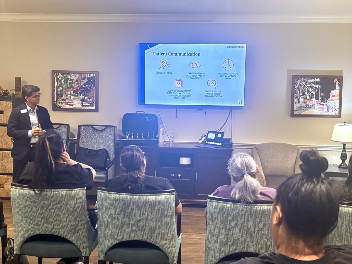 raheastbay's tweet image. Great #inservice session at Oakmont of Concord! Our owner, Nikhil Chauhan, shared key #insights on improving #patientcommunication. Big #Thanks  to San Sor &amp;amp; Steven Meyers! 🎉 Looking forward to more collaborations! 💬
📍 Visit Oakmont: oakmontseniorliving.com/concord/
#caregiving #Tips