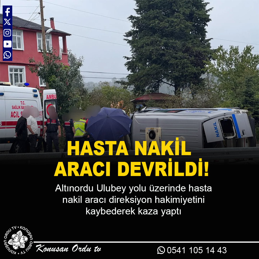 HASTA NAKİL ARACI DEVRİLDİ!

Altınordu Ulubey yolu üzerinde hasta nakil aracı direksiyon hakimiyetini kaybederek kaza yaptı
