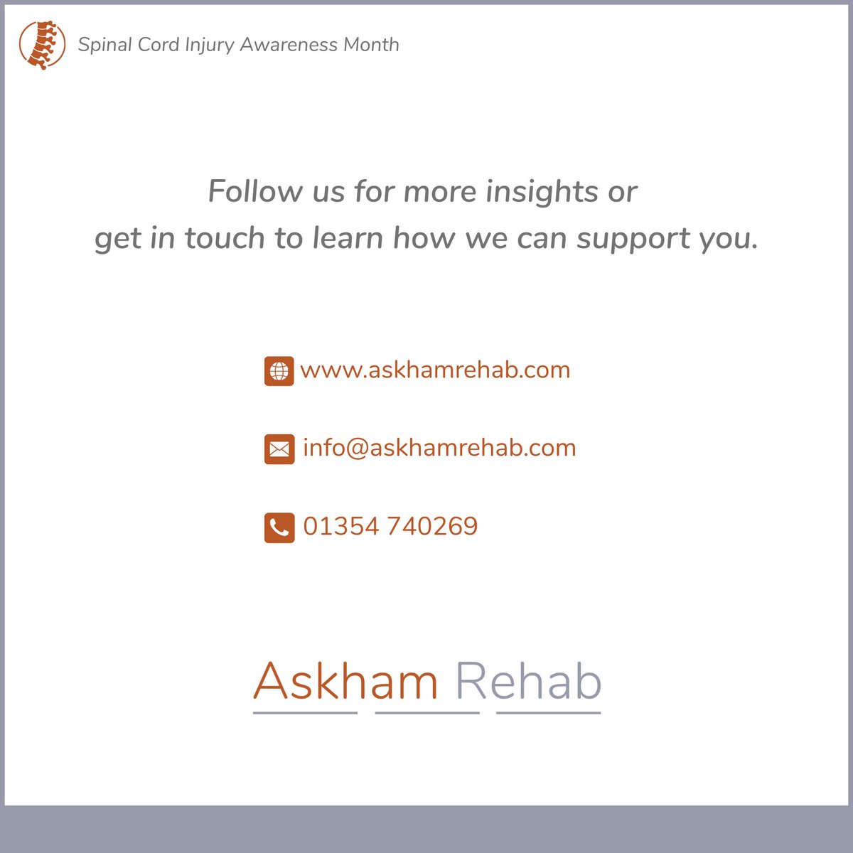 AskhamRehab's tweet image. A spinal cord injury changes life instantly.

Specialist rehabilitation helps rebuild independence, confidence and quality of life step by step.

#SpinalCordInjuryAwareness #SpinalCordInjury
