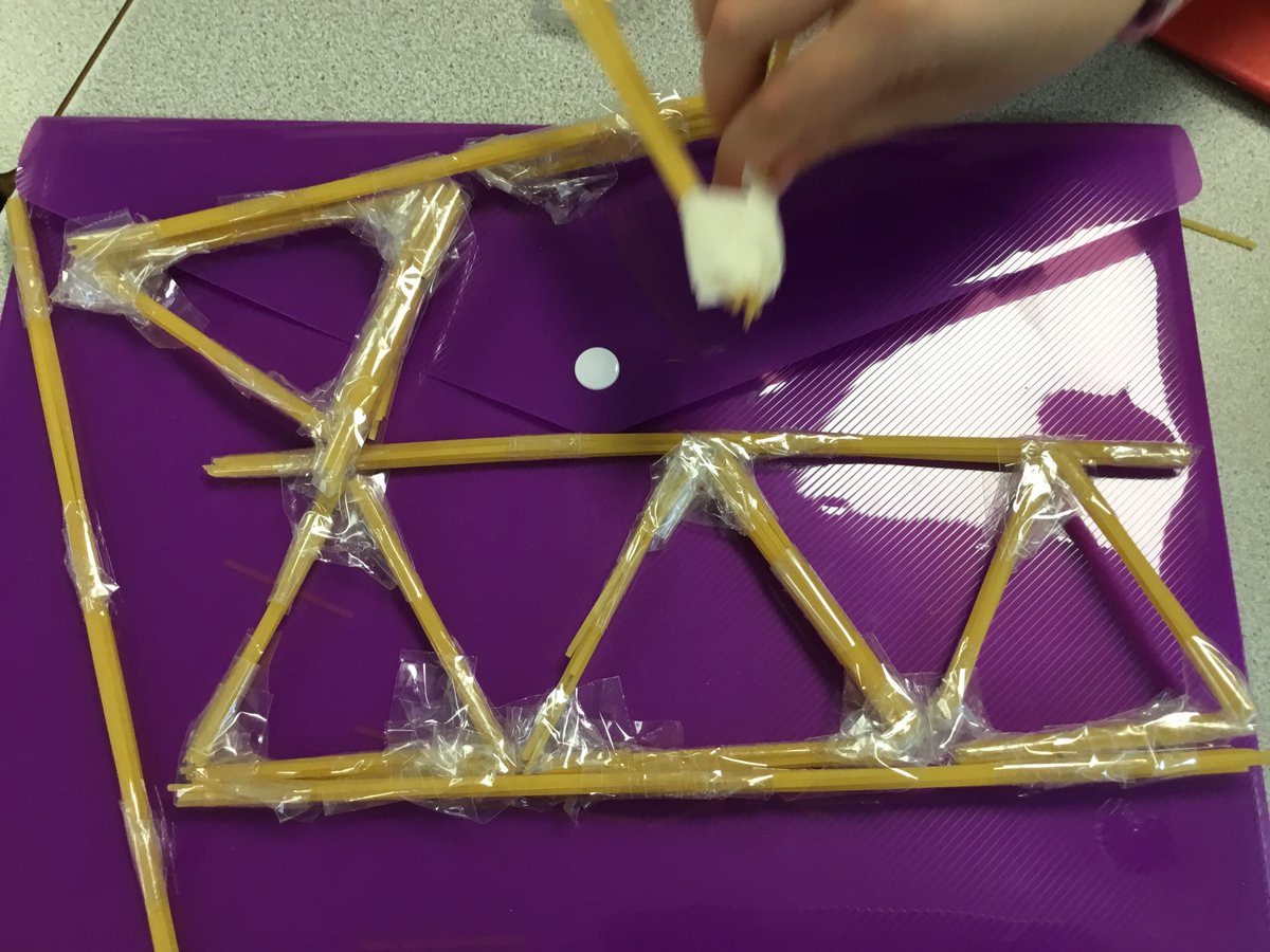 Y5 have been working on bridges in DT. We tried to make bridges using spaghetti - you can ask us if this was a good choice of material…