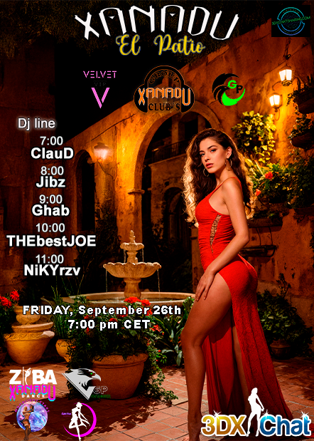 Xanadu3dxchat's tweet image. ⚡ XANADU EL PATIO. No breaks, all dance. 7:00 pm CET in @3Dxchat.  Enter and let go. #Xanadu #ElPatio #3DXChat #Party #Dance #House
