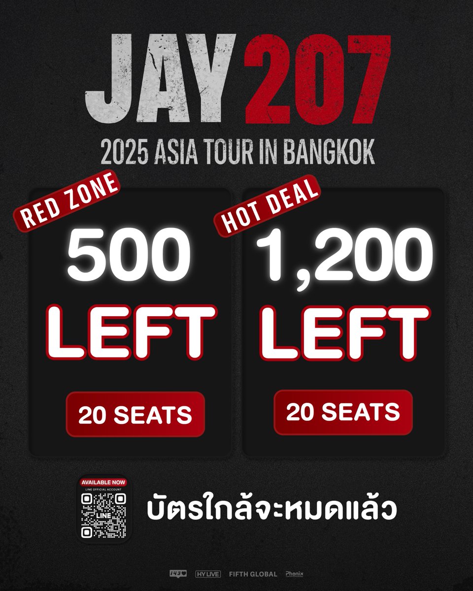 ❤️‍🔥 RED ZONE &amp; HOT DEAL ❤️‍🔥

บัตรใกล้จะหมดแล้ว !!!
🎟️ สามารถบัตรซื้อบัตรได้ที่ 👉🏻 lin.ee/3VzRGJQ

#김진환 #JAY
#아이콘 #アイコン #iKON
#JAY_207 #207_ASIATOUR #JAYinBKK
#iKONIC #ไอคอนิก #คิมจินฮวาน
#FIFTHGLOBAL #HYLIVE