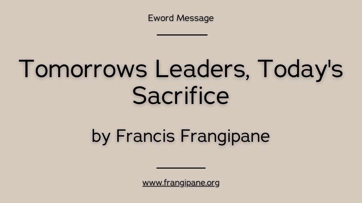FFrangipane's tweet image. Eword Message

Tomorrows Leaders, Today's Sacrifice
By Francis Frangipane 

The oak tree grows out of the grave of the acorn.

Return to the Cross
Those who will be tomorrow's leaders will pay God's price today...

More: frangipane.org

#francisfrangipane