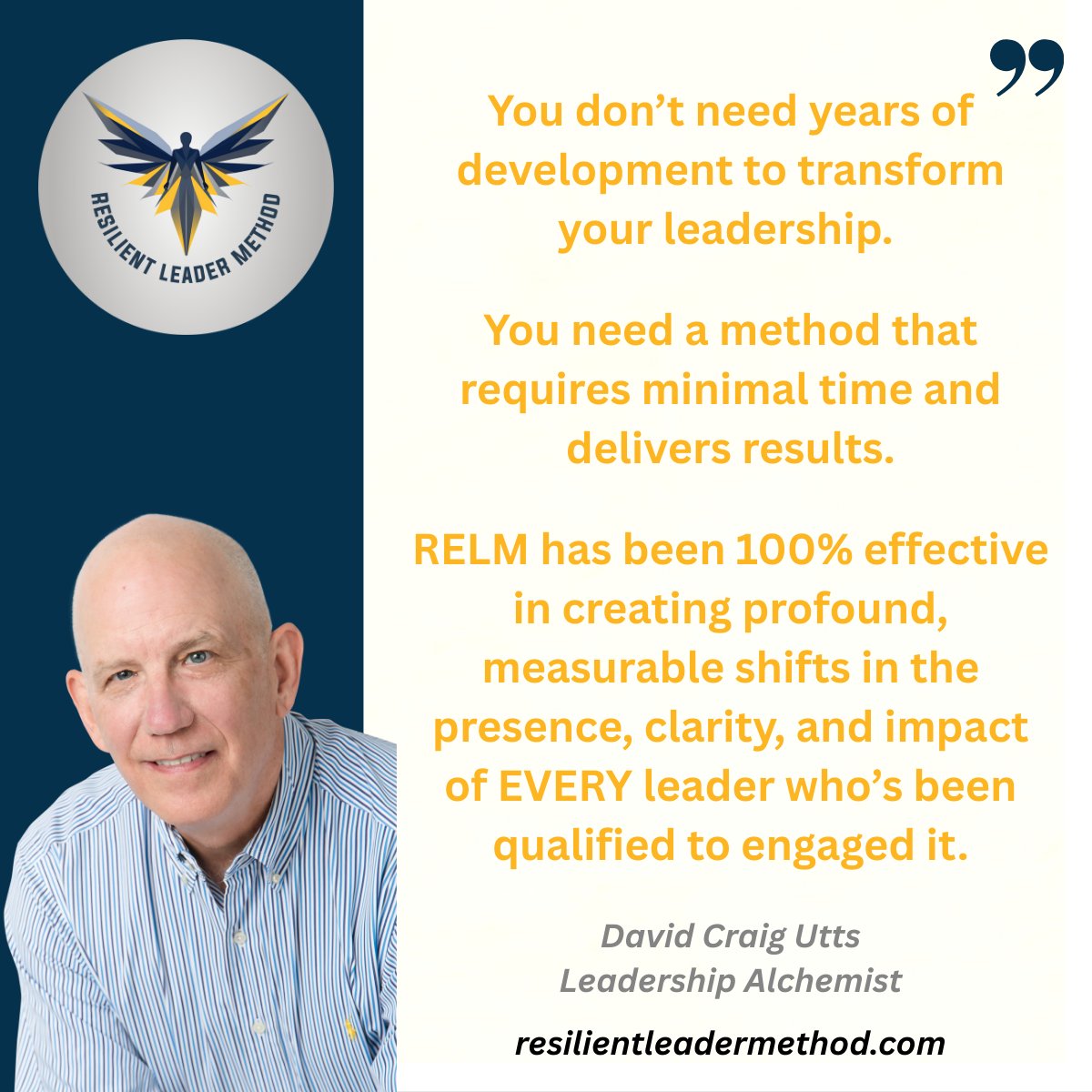 davidcraigutts's tweet image. You don’t need years of development to transform your leadership.

You need a method that works.

RELM has been 100% effective in creating measurable, lasting shifts in those who engage it.

Learn more:
resilientleadermethod.com 

Curious? Let’s talk.
calendly.com/davidcraigutts…