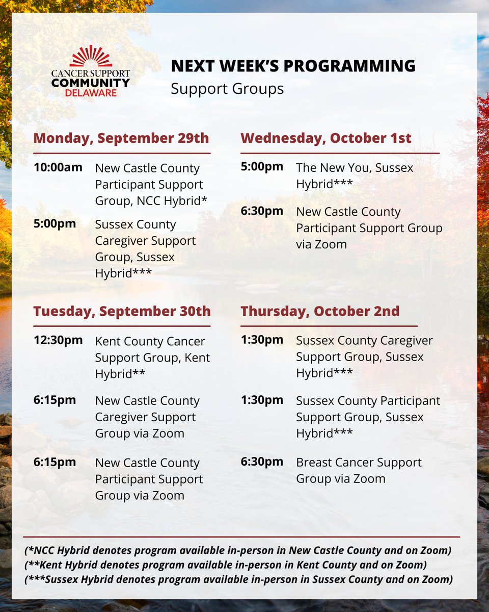 CancerSupportDE's tweet image. Here is what&apos;s coming up next week at #CSCDE

Join us for Tai Chi this week, offered in-person in all of our office locations, as well as Live on our Facebook page. Register at [form.jotform.com/230665653138156]

#CSCDE #CancerSupport #CancerAwareness #MentalHealthAwareness…