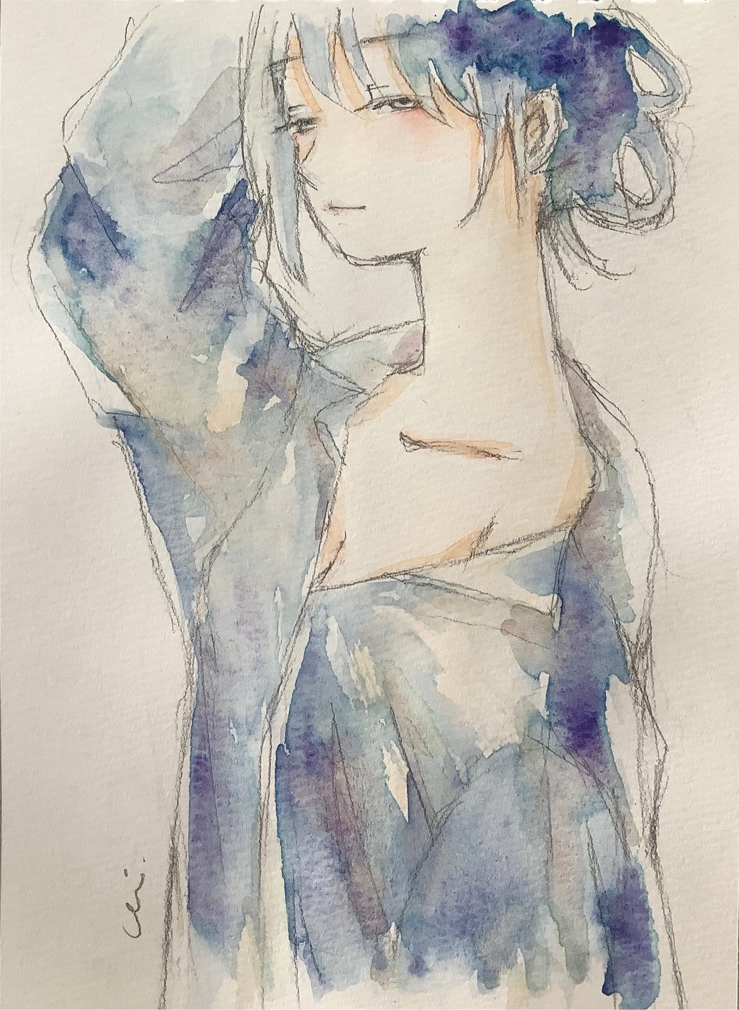 絵画　少女　水彩画 0_e72bbf9d58501456a4a909d1968e