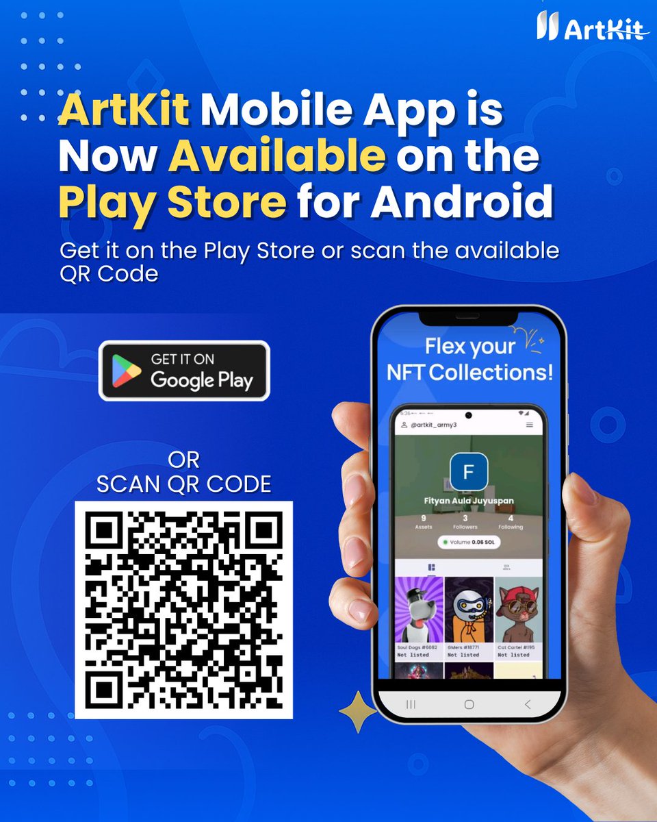 ArtKit Mobile App is now LIVE on Play Store 🚀
✅ Save NFTs directly on your phone
✅ Join campaigns &amp; challenges
✅ Earn real digital rewards
(Public Beta – more features coming soon)
👉Download now: play.google.com/store/apps/det… 

#ArtKit #Web3 #NFT
