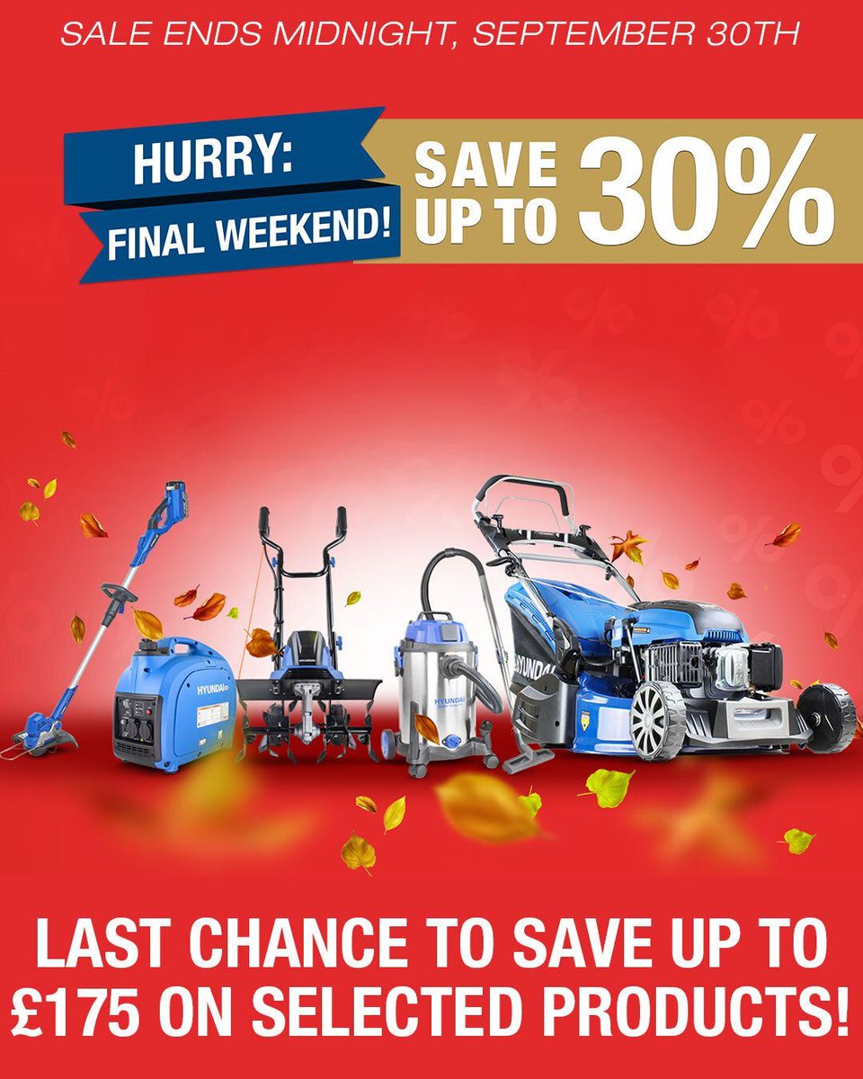 HyundaiPowerEq's tweet image. ⚡️ Final Weekend! ⚡️

Last chance to save big in the Hyundai Power Equipment Sale! 

🛠️ Lawn mowers, trimmers, pressure washers &amp;amp; more up to 30% off.

#HyundaiPower #Sale #FinalWeekend