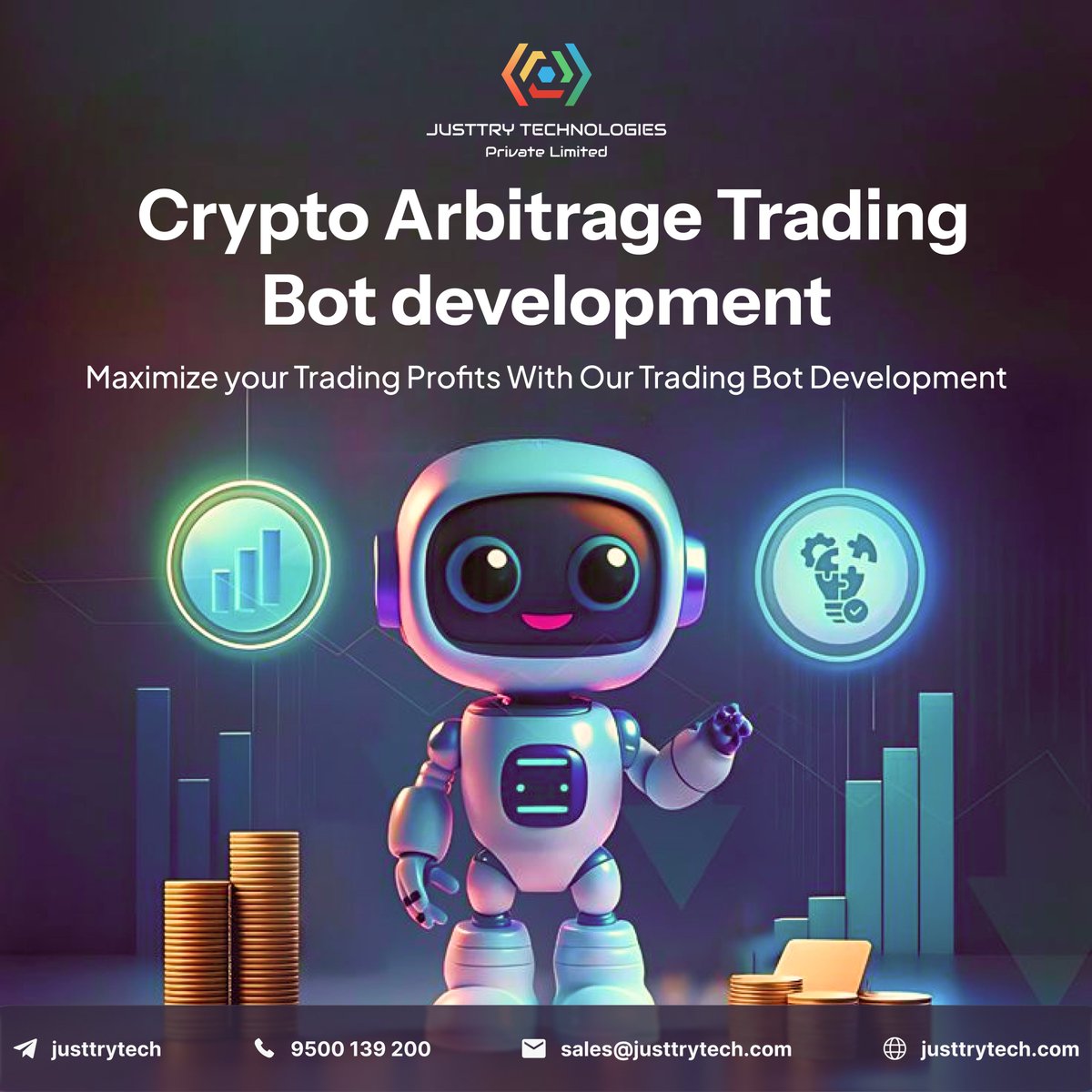 JusttryTech's tweet image. Maximize profits with smart automation!
At @JusttryTech , we build powerful Crypto Arbitrage Trading Bots that trade faster, safer &amp;amp; smarter.
Stay ahead in the crypto game with innovation-driven solutions.
👉 justtrytech.com
#CryptoTrading #ArbitrageBot