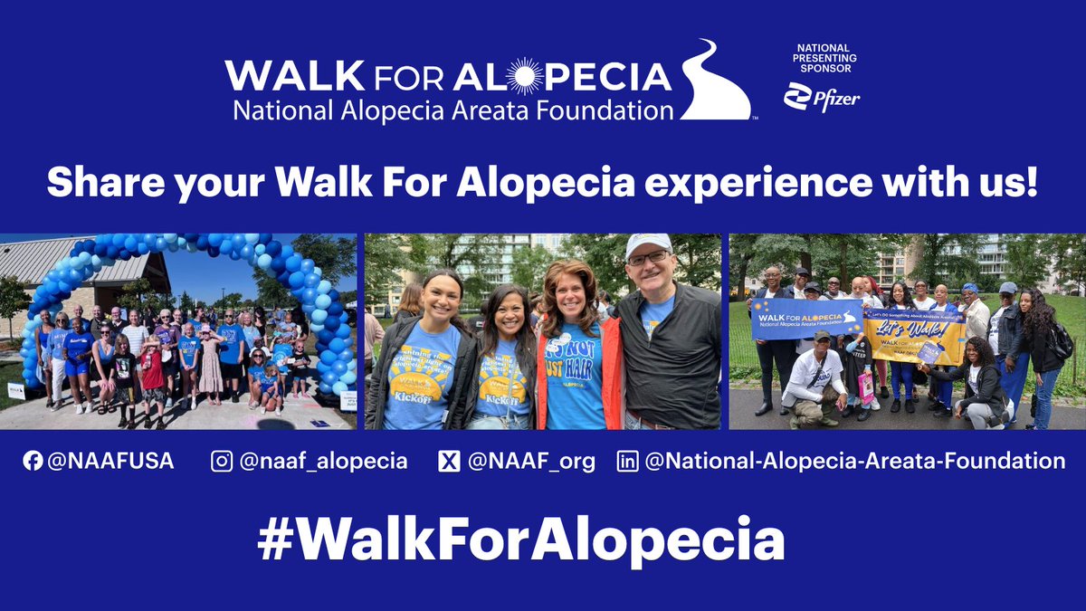 The #WalkForAlopecia is just 1 day away! We can't wait to walk with you in communities nationwide to shine a bright light on #alopeciaareata! Be sure to tag us &amp; use the official hashtag so we can follow &amp; share. It's not too late to register &amp; fundraise. naaf.org/walk