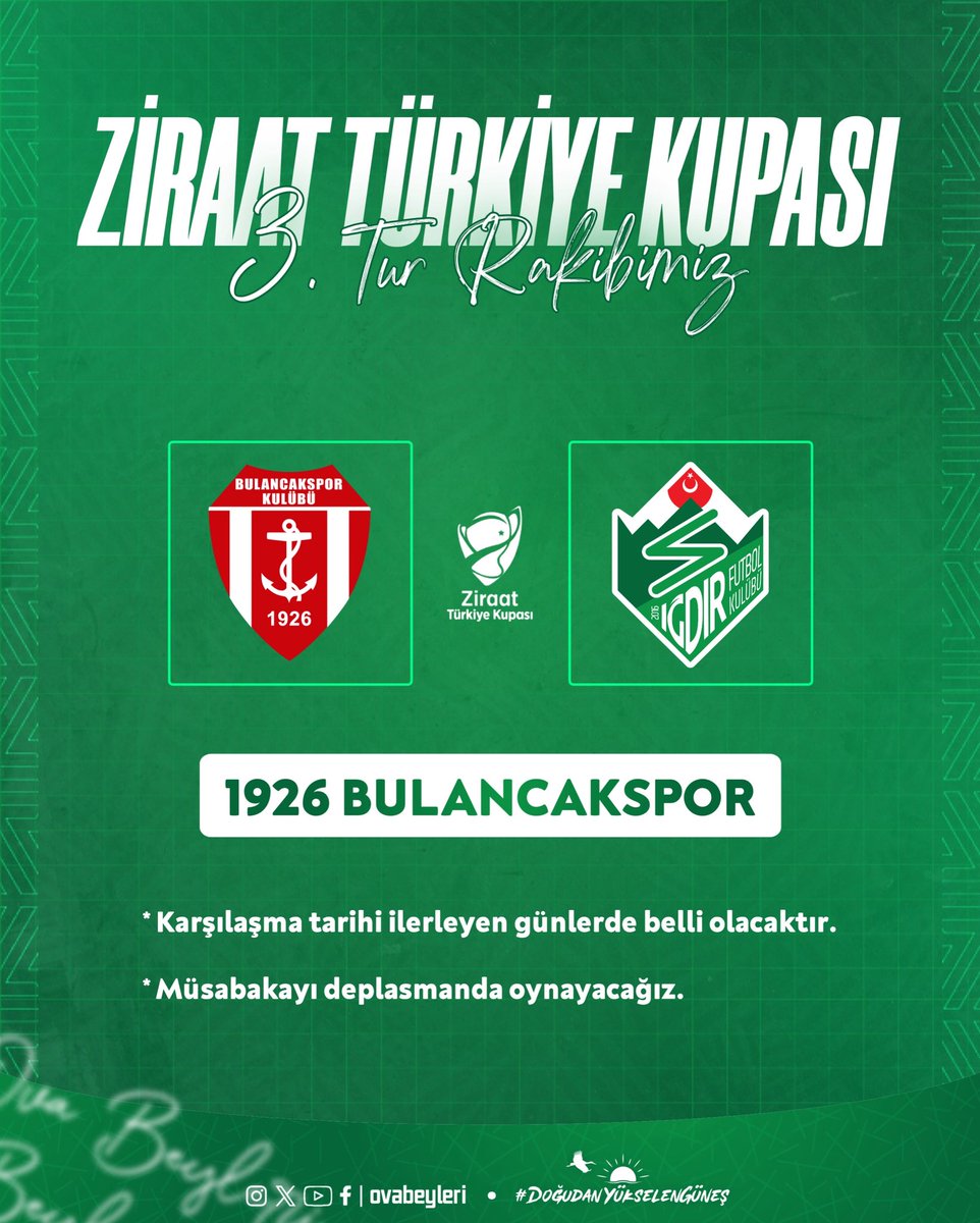 Ziraat Türkiye Kupasında Rakibimiz Nesine 3.Lig Ekiplerinden 1926 Bulancakspor Oldu. 

Karşılaşma Deplasmanda Oynanacaktır.