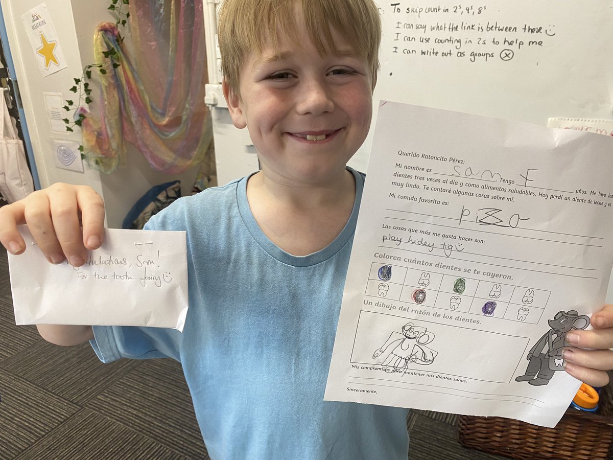 LeeleeMaz's tweet image. Primary 4 celebrated European day of languages learning about the tradition of ‘el ratoncito Perez’ 🦷🐭. It was made very real for one of our classmates who lost a tooth…His letter was perfect for under the pillow! 😄 @1plus2_WLC @AddiewellPS