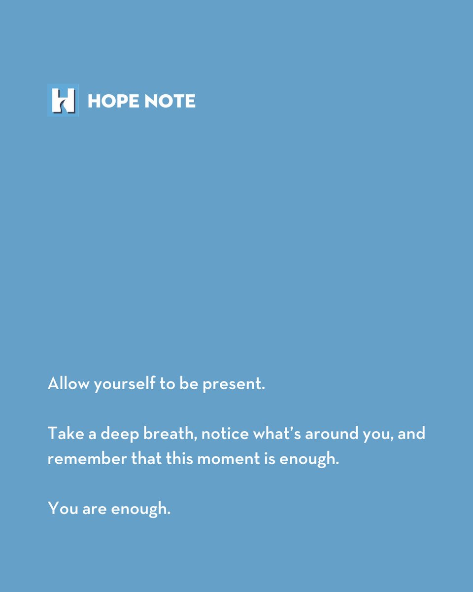 HopeWayCLT's tweet image. #HopeNote

Allow yourself to be present.

Take a deep breath, notice what’s around you, and remember that this moment is enough.

You are enough.