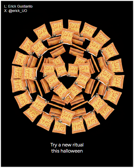 Entry 3 - Love sigil - One Minute Brief of the Day: Create posters that show why <a href="/lovecorn_snacks/">LOVE CORN</a> is the ultimate feel-good treat of Halloween with their delicious taste, simple ingredients, bold flavour, and unbeatable crunch. #LoveCornHalloween
<a href="/OneMinuteBriefs/">One Minute Briefs ⏱️</a>