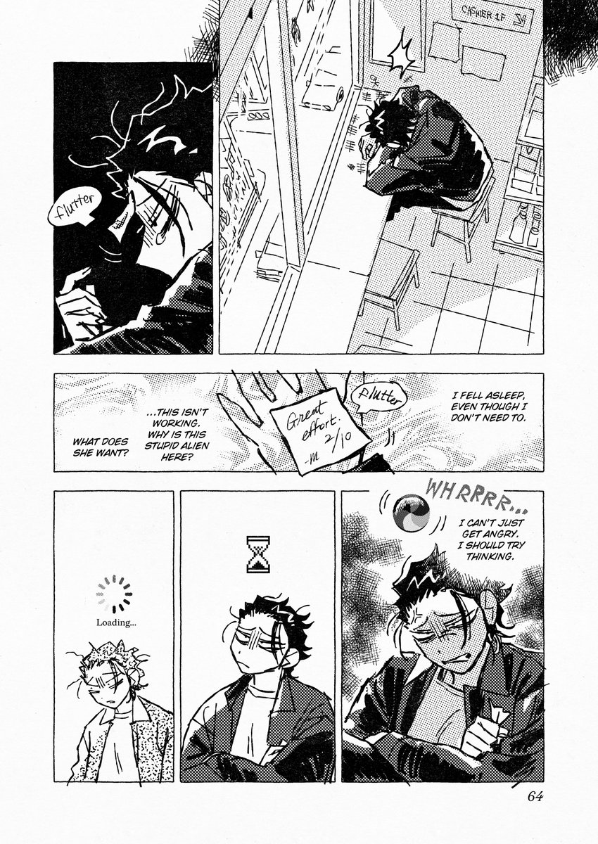 SBComicsFair's tweet image. This is a story about an unemployed deity, her ex, and the killer alien who’s squatting in her ex’s body. Who will win? The immortal frog or the scalpel-happy scientist? Or maybe a secret third thing... love?
'Leftovers' is a new 100+ page yuri from @luckycavity!