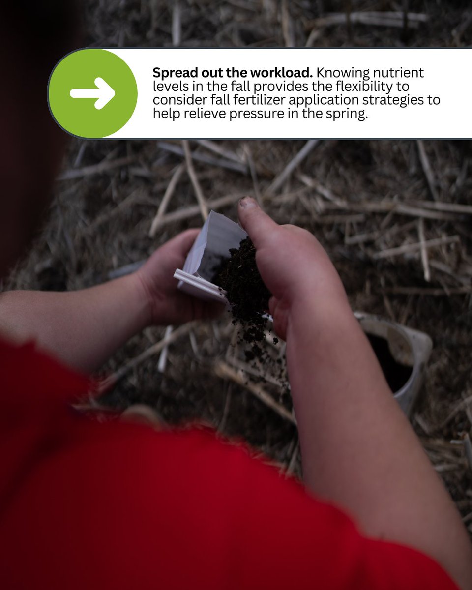 Soil sampling is an important step in setting your farm up for success. It gives you the insight you need to make informed decisions about fertility, nutrient management and crop planning. And fall is an ideal time to get it done! Here’s why. 🙌 

Get a head start on next season