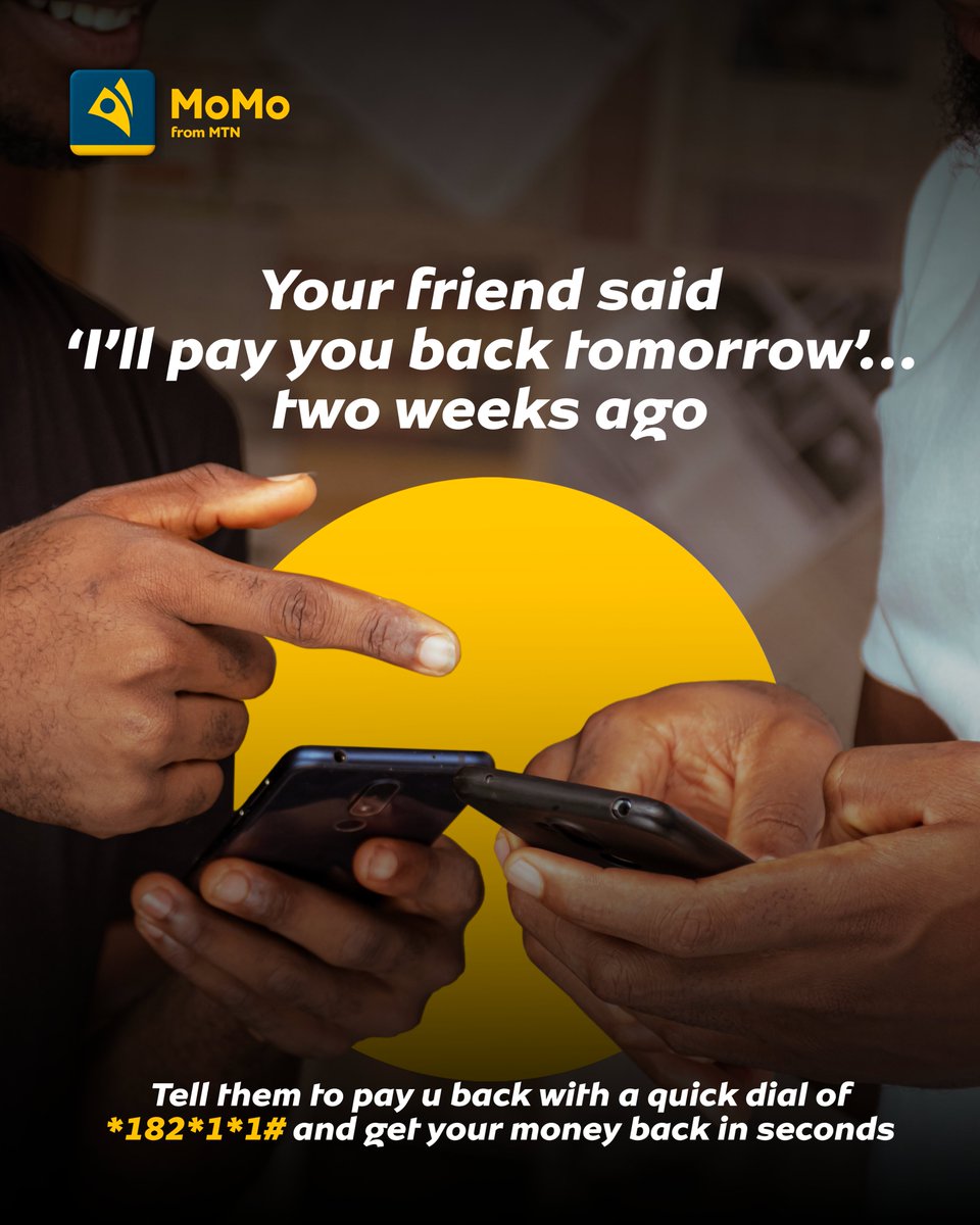 MoMo_Rwanda's tweet image. Stop the ‘who owes who’ confusion. MoMo makes your payments instantaneous 
Dial *182*1*1# and spare yourself the stress.
#BivaMoMotima 
#MoMoP2P 
#ShareTheVibes