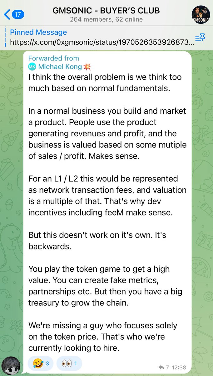 YankeeRuinX's tweet image. @SonicLabs finally looking to hire a Head Of Crime to look after the price of $S 👀

This has been sorely missing for soooo long I’m happy they are finally going to start playing the same game as everyone else

For too long SL has been playing by chess while everyone else is…
