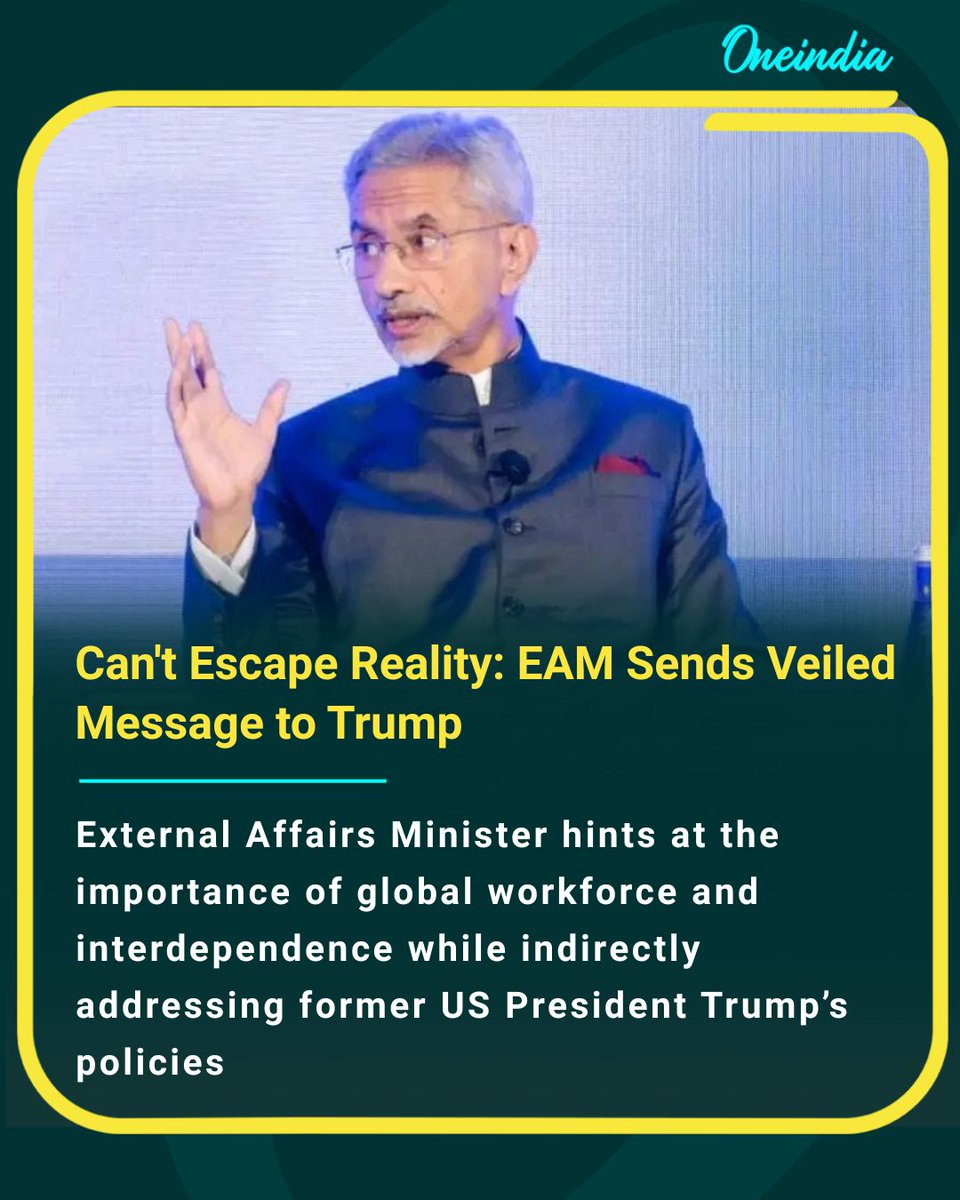 Oneindia's tweet image. Global collaboration over isolation—EAM underscores reality Trump can’t ignore

#EAM #Trump #GlobalWorkforce #InternationalRelations #IndiaUSRelations #NewsUpdate #OI
