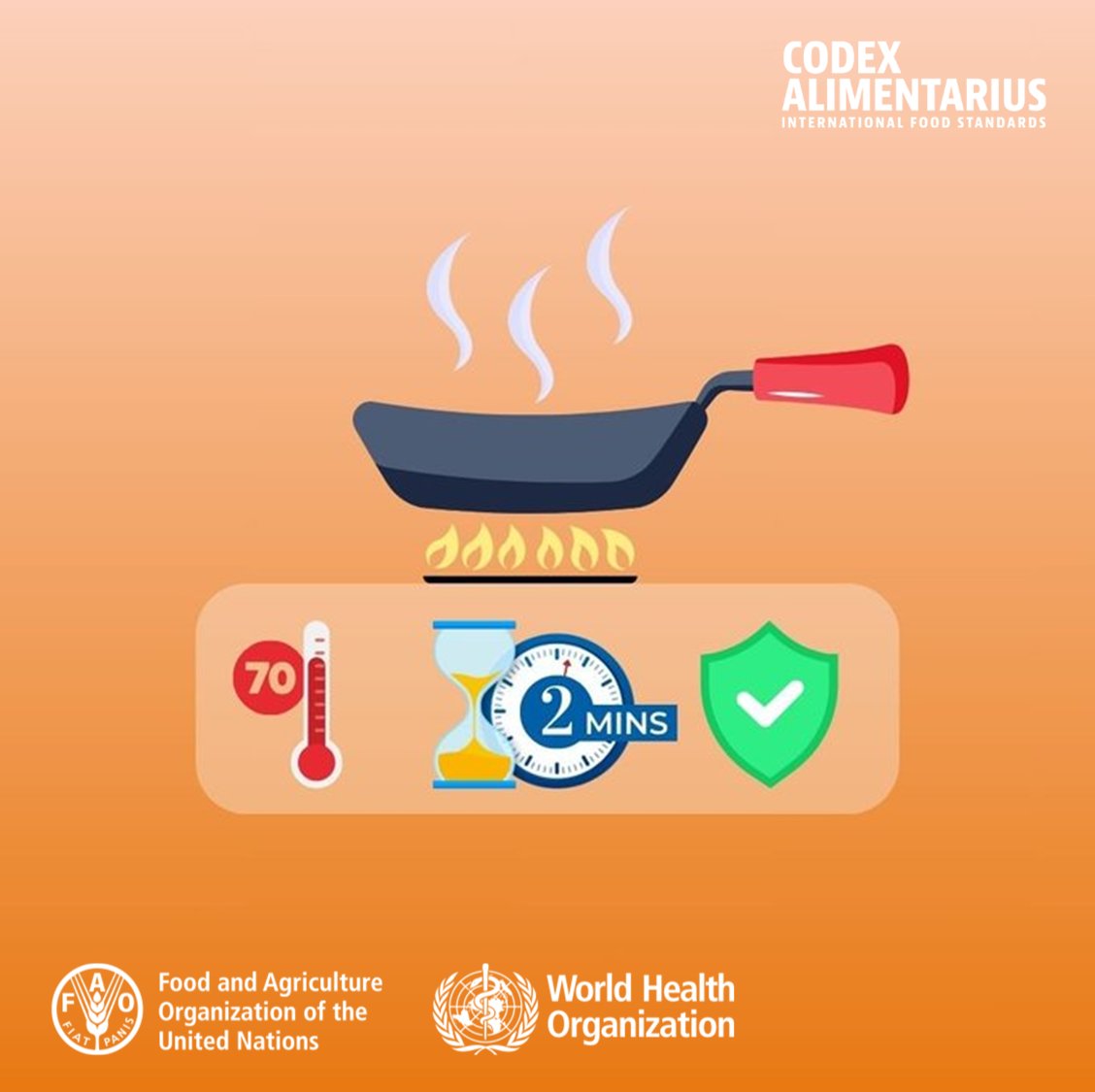 Javan_rw's tweet image. 👉 Cooking food to a temperature of >70°C / 160°F for at least 2 minutes can help ensure it is safe for consumption.
🌡️Use a food thermometer to check the internal temperature of foods during the cooking process.
#FoodSafety | #Codex