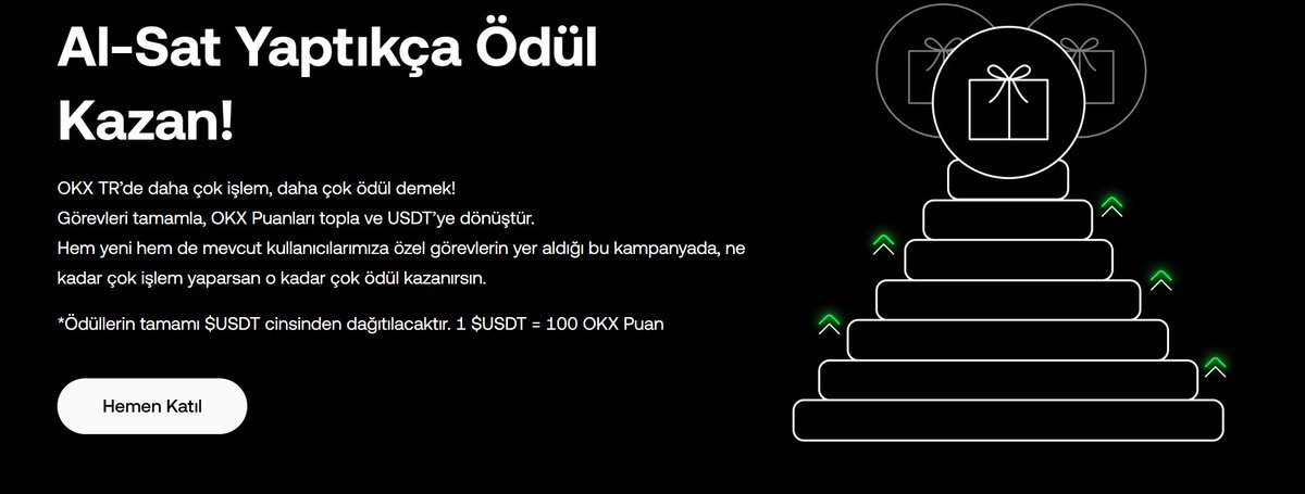 🚀OKX TR Al-Sat Yaptıkça Ödül Kazan!

📆 24 Eylül 19:00 – 24 Ekim 

🎁İlk işlem yapan kullanıcılar 300 OKX Puan

🎁 Hacmini artır → Puanlarını biriktir → USDT ödüllerini kap!
(Tüm Üyelere )

*Her 100 OKX Puanı=1 USDT .

❗️Etkinliğe Katıl: tr.okx.com/campaigns/al-s…

<a href="/OKXTurkiye/">OKX TR</a>