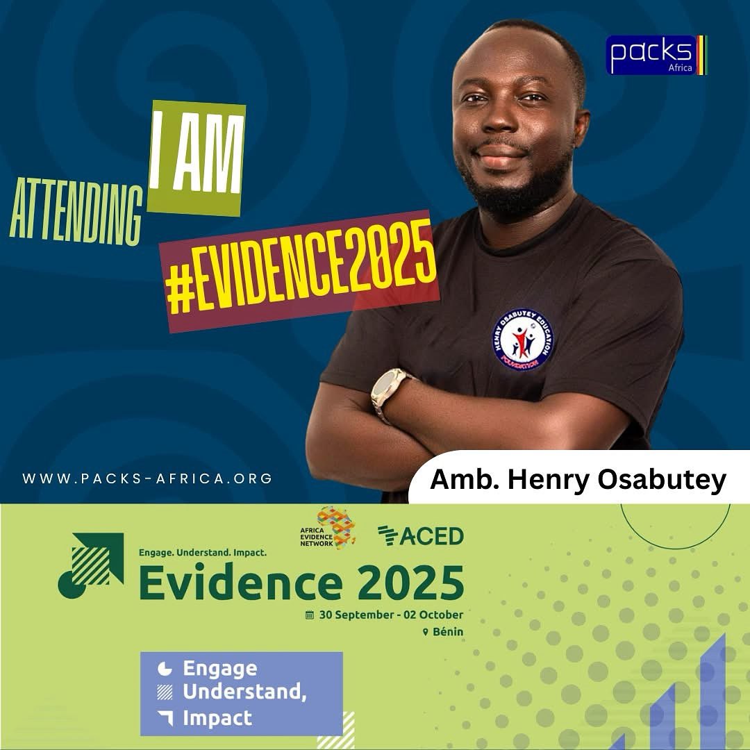 We’re thrilled Henry Osabutey will attend #Evidence2025 in Benin! As an educationist &amp; rights advocate, he looks forward to insights on using evidence to shape inclusive policies for justice &amp; equity. 

#Ghana2Benin #AfricaEvidence #EIDM