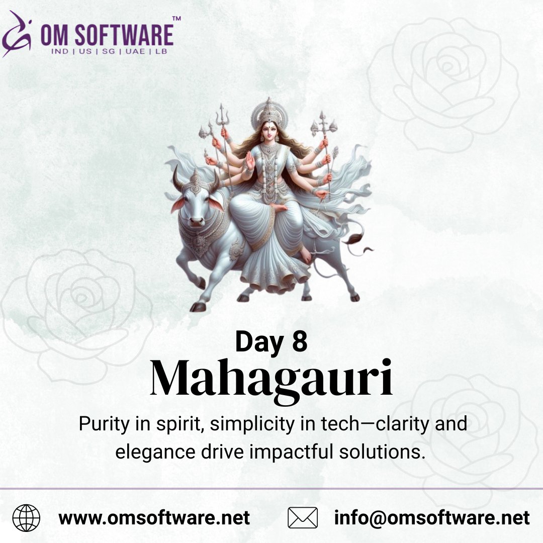 omsoftware's tweet image. 🤍 Day 8 – Mahagauri: Purity &amp;amp; Simplicity
 Symbol of serenity &amp;amp; clarity.
 In tech, minimalist design + clean code = elegance.

👉 Purity in code, simplicity in design.
.
.

#Day8  #Navratri2025  #CleanTech #TechWithShakti