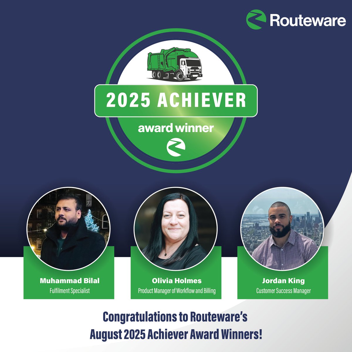 Routeware's tweet image. Congratulations to Routeware&apos;s August 2025 Achiever Award Winners!

🎉 Muhammad Bilal
🎉 Olivia Holmes
🎉 Jordan King

#humanfirst