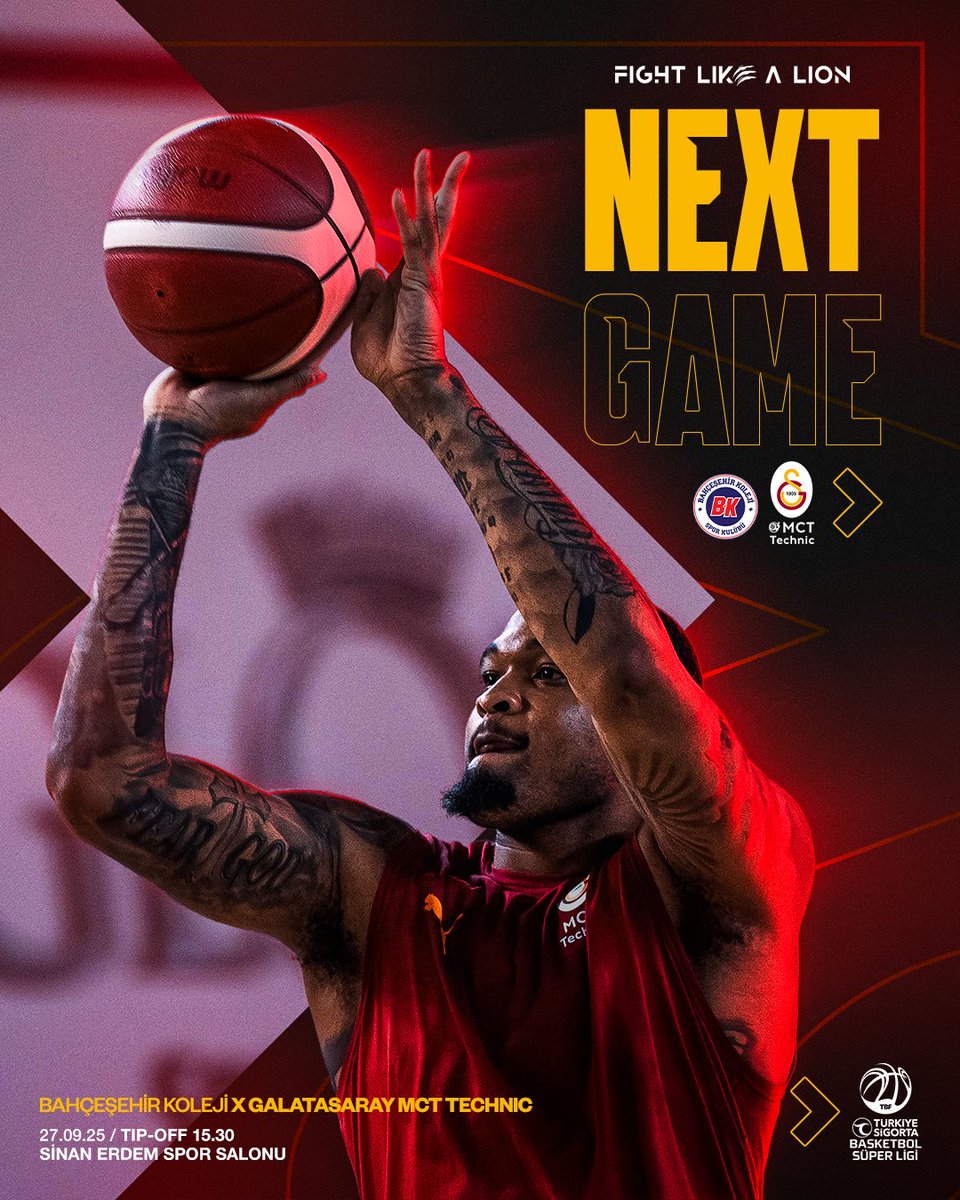 GSBasketbol's tweet photo. Başlıyoruz! 🔥

Bahçeşehir Koleji – 𝗚𝗮𝗹𝗮𝘁𝗮𝘀𝗮𝗿𝗮𝘆 𝗠𝗖𝗧 𝗧𝗲𝗰𝗵𝗻𝗶𝗰
🕣 Yarın 15.30 #AslanGibiSavaş 🦁

🔗 https://t.co/YCoT7OZZhT https://t.co/sKfXPKr8NK