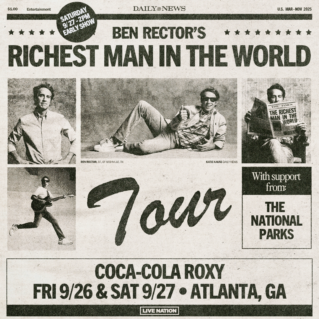 CocaColaRoxy's tweet image. 💰 TONIGHT! 🌏 We&apos;re diving into the first of 2 days with Ben Rector for The Richest Man In The World Tour with support from The National Parks! 🎶

⏰ Doors at 6:00PM, show at 7:30PM.

➡️ Tix + FAQs: livemu.sc/4cv9gp3