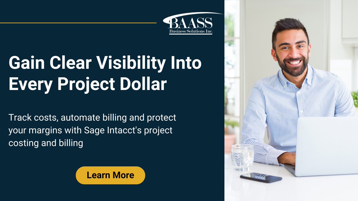 baassbiz's tweet image. Clear visibility into project costs makes all the difference.
When details slip, invoices are late, disputes rise &amp;amp; overruns cut profit.

Get faster billing and on track projects with #SageIntacct Project Costing &amp;amp; Billing. 
Learn more:  hubs.la/Q03L8g300 

#BAASS