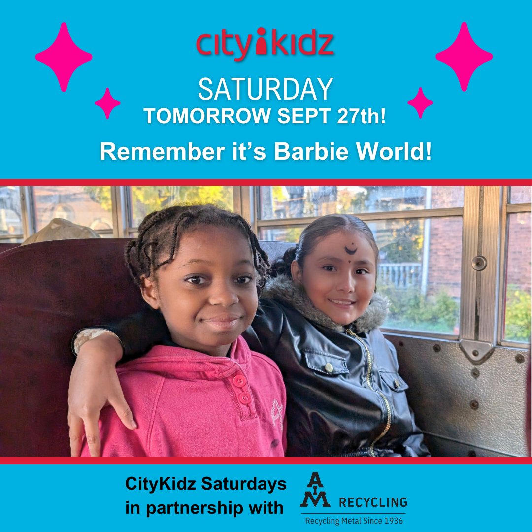CityKidz Saturday is TOMORROW!

Let's discover how a little kindness helps make room for others &amp; turns strangers into friends.

💗 Don’t forget to wear pink!

📅 Connects Visits: Oct 1–3.

CityKidz Saturdays in Partnership w/ #AIMRecycling

Questions? Call 905-544-3996 (press 3)