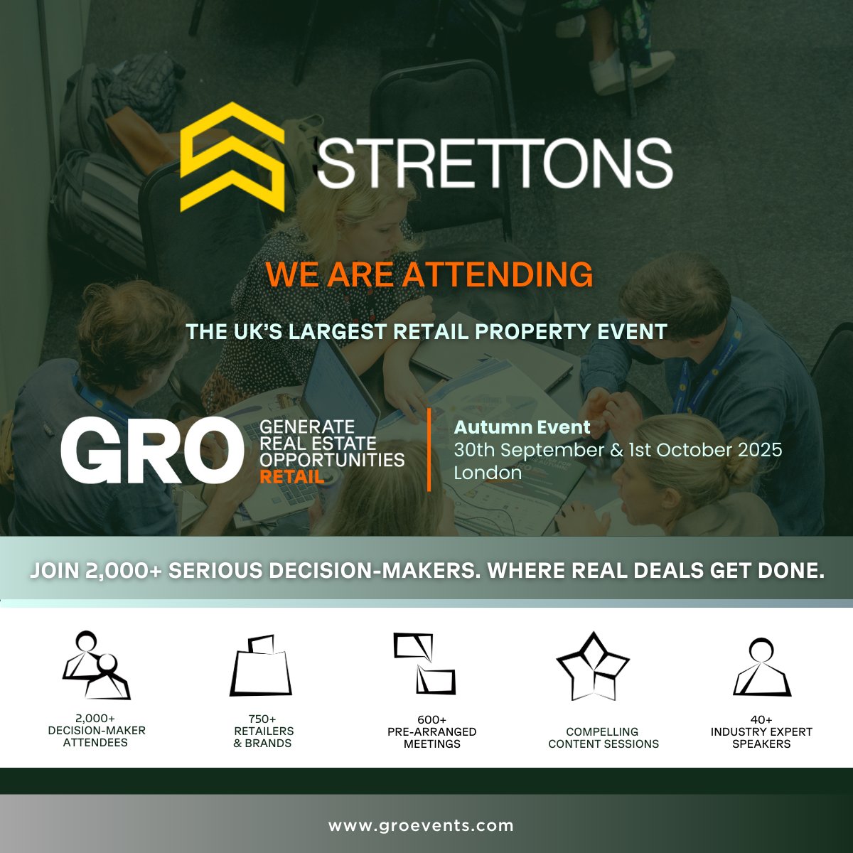 We are delighted to be attending the @GRORetail – Autumn 2025 Event in London (formerly the Completely Retail Marketplace).

We look forward to a day of networking, gaining insights, and exploring new opportunities!

#GRO #GRORETAIL #Strettons