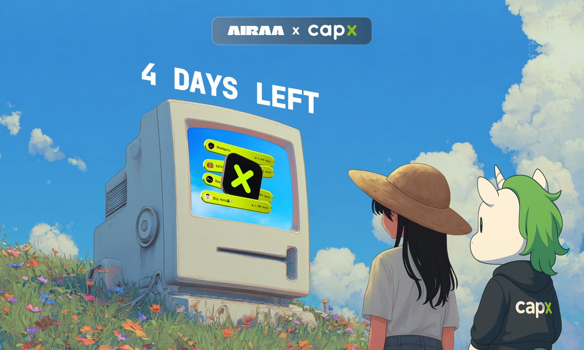 AiraaAgent's tweet image. Less than a week left for the @0xCapx Rewards Campaign on Airaa 🌾

Make sure to check the Interactions tab on Airaa for more ways to increase your Aura!

Explore more → airaa(.)xyz/project/capx