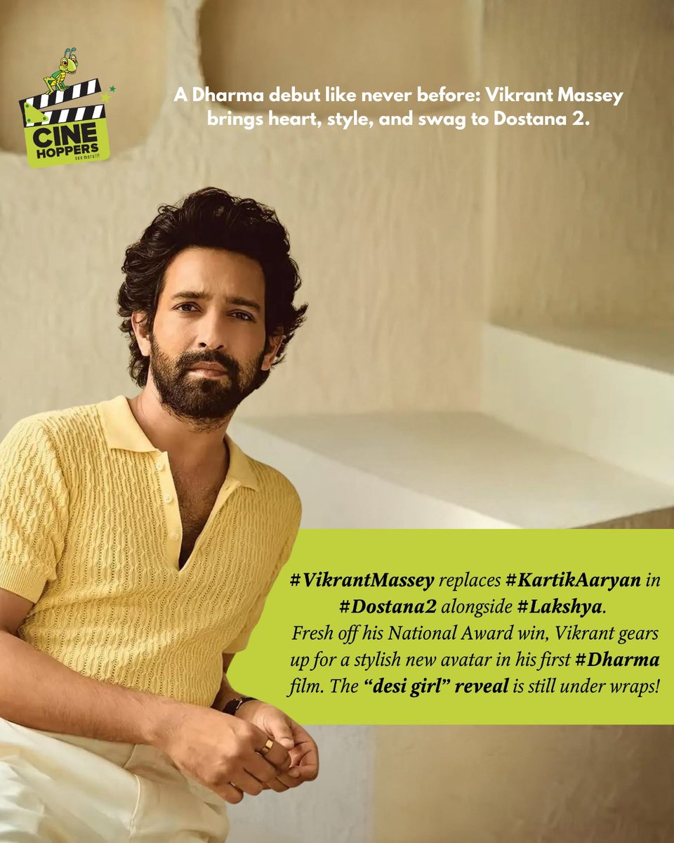 pkverdicts's tweet image. From the National Award stage to Dharma’s glamorous world — @VikrantMassey is all set for #Dostana2. With #Lakshya by his side, this promises to be a stylish, fun-filled entertainer. 

But the question remains — 
who will be the desi girl?

@DharmaMovies