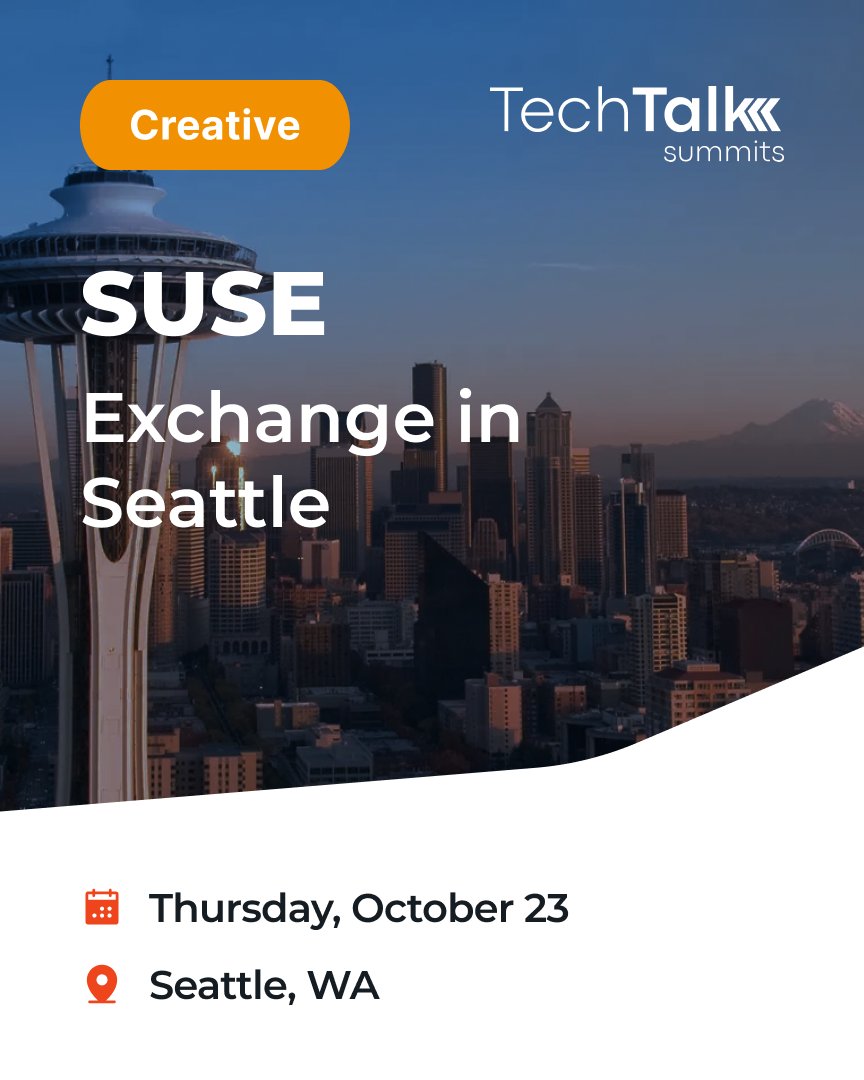 techtalksummits's tweet image. #SeattleTech, join #TechTalkSummits and @SUSE at the Woodmark Hotel, on Thursday October 23rd, for an exclusive Demofest and catered lunch!

Unlock freedom from VMware lock-in, slash Red Hat costs, and turn savings into fuel for your cloud-native, Edge, and AI innovation. Join…