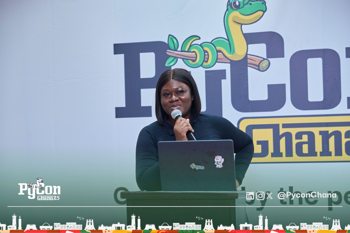 PyconGhana's tweet image. 🎤Keynote energy on 100. Our speaker dropped gems and a clear roadmap. Build for Ghana ship to the world. What was your biggest takeaway. Share with us in the comments. #PyConGhana2025 🐍