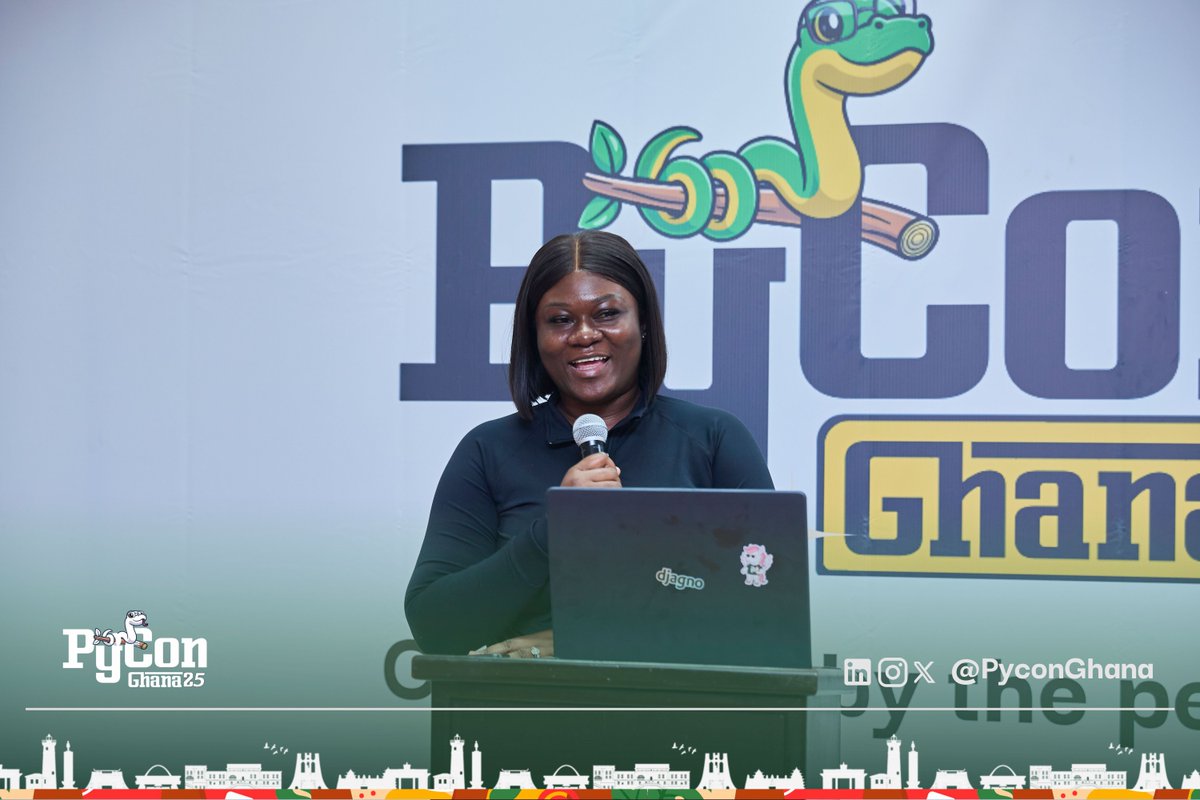 PyconGhana's tweet image. 🎤Keynote energy on 100. Our speaker dropped gems and a clear roadmap. Build for Ghana ship to the world. What was your biggest takeaway. Share with us in the comments. #PyConGhana2025 🐍