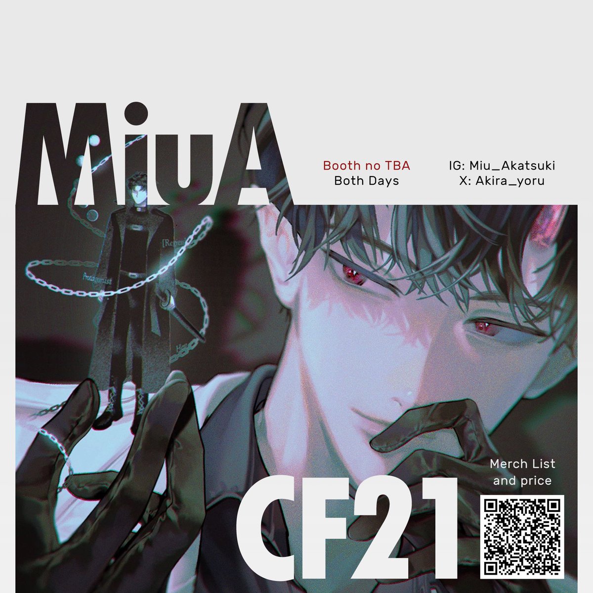 MiuA #CF21 catalogue are here!
Scan QR for Full Catalogue &amp; Booking Form ✨️

🎪 OTS Both days [booth no.TBA]
✅️ Book/Pickup [Ina only, GO ok]
🚫 No Mail order
⏰️ Booking period 1-4 Oct

See you at #comifuro21 ❤️