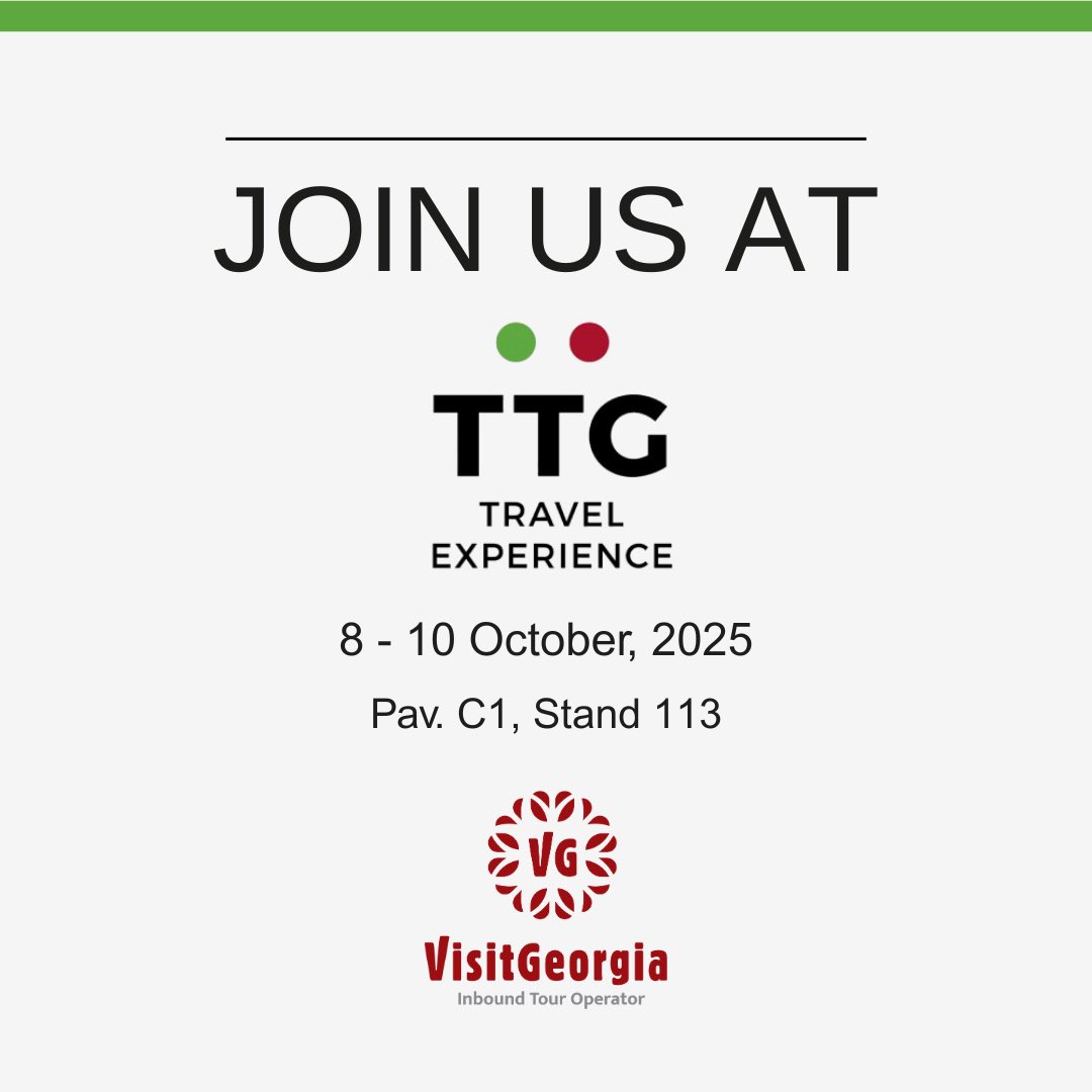 VisitGeorgia is heading to Italy to participate in #TTGRimini on October 8–10, 2025 at Pavilion C1, Stand 113. Come meet us and discover Georgia! 🌍🇬🇪