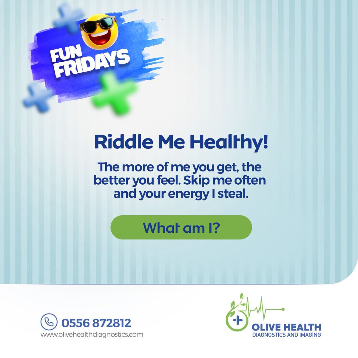 olivehealthgh's tweet image. Fun fridays 😎
#riddlechallenge #fridayvibes #olivehealthdiagnosticsandimaging