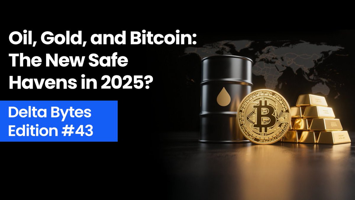 bitdelta's tweet image. Oil, Gold, and Bitcoin: The New Safe Havens in 2025? 🥇
 
Safe havens are shifting: Gold steady, Oil volatile, Bitcoin rising. In 2025, which stands out?
 
In this edition of Delta Bytes, we unpack:
🔹 Why gold still holds centuries of trust
🔹 Oil’s new role amid supply shocks…